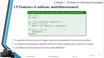 Cours/TP-Pointeurs et Allocation dynamique (Pointeurs et tableaux multidimensionnel):Programmation 2