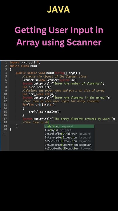 Getting User Input in Array using Scanner | Java Programming #shorts ... image.