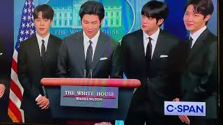 BTS SPEAKS IN WHITE HOUSE BRIEFING PRESS CONFERENCE. Full version w\/ english translation at the end.