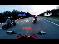 Все по местам Suzuki GSXR750 (не сток) vs Honda CBR600RR vs BMW HP4