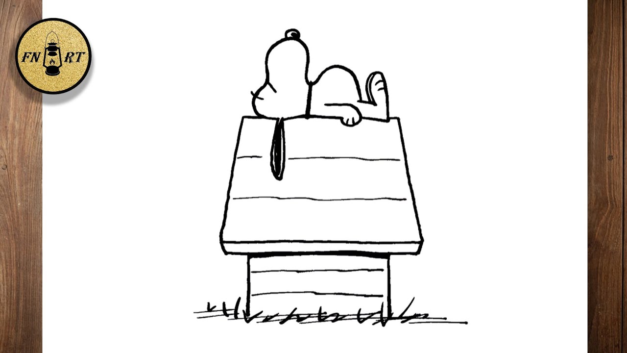 Как нарисовать Снупи на его собачьей будке