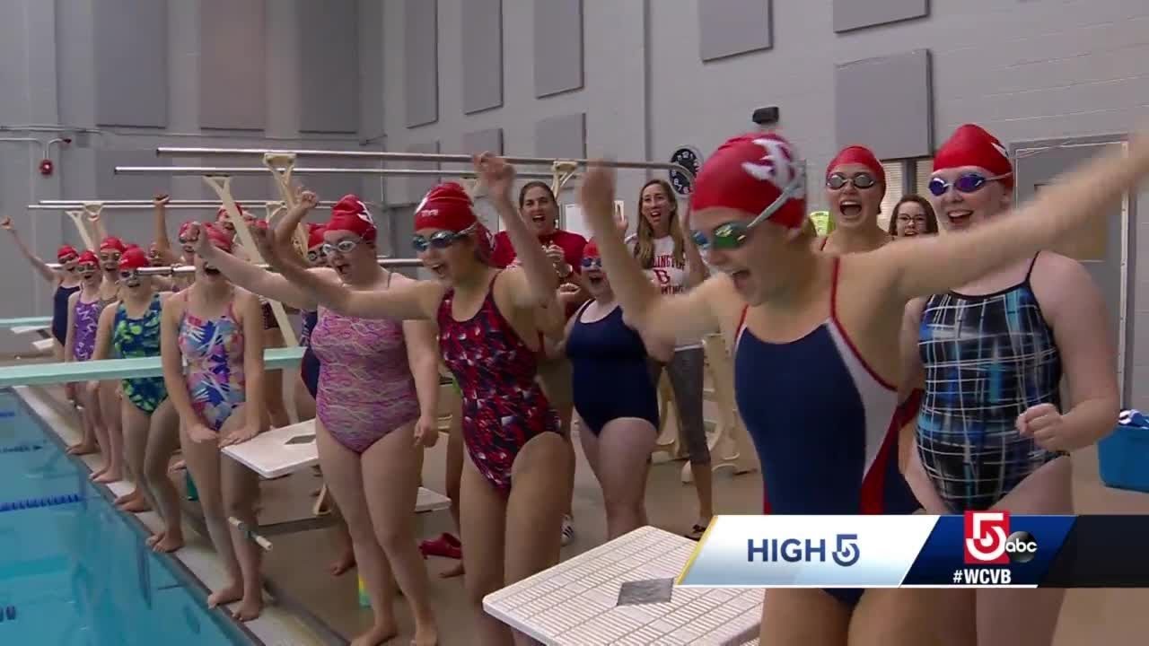 High 5 Burlington High Girls Swim Team Youtube