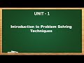 Introduction to Problem Solving Techniques