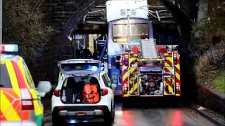 Double decker bus crashes under railway bridge in Swansea, Wales, UK