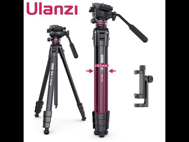 ULANZI MT-56 Ombra - Trípode de viaje de video, trípode profesional de 63  pulgadas con cabezal de inclinación panorámica fluida, trípode DSLR de