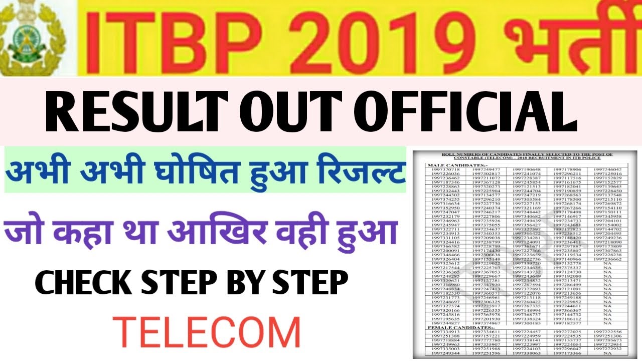 ITBP Telecom Final Result Out || ITBP RESULT OUT CHECK NOW ||