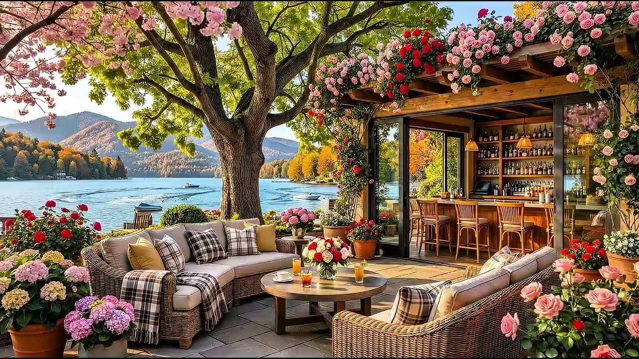 Relaxing Jazz Music For Happy Mood | Cozy Jazz Music For Productivity | Outdoor Garden & Relaxation