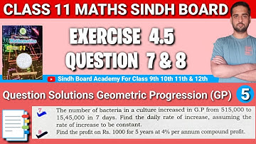 Class 11 Maths Sindh Board Chapter 4 Exercise 4.5 Question 7&8 • First year Maths chap 4 Ex 4.5