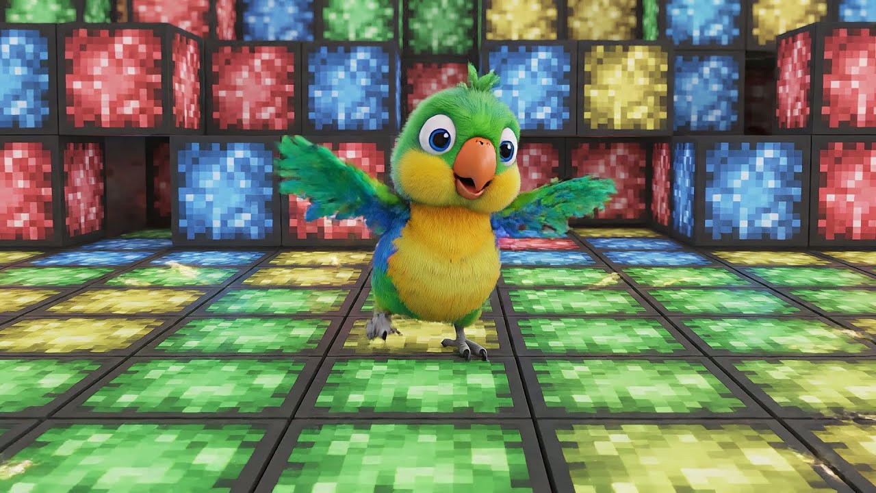 Minecraft Baby Parrot Learned to Dance on the Table | Kids Songs & Nursery Rhymes