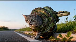 Hero Dog Begs for help to save cat from giant python attack! Must see!