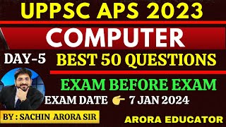 UPPSC APS Computer Classes | UPPSC APS Vacancy 2023 | UPPSC APS  Most Expected Questions | Day-5 |