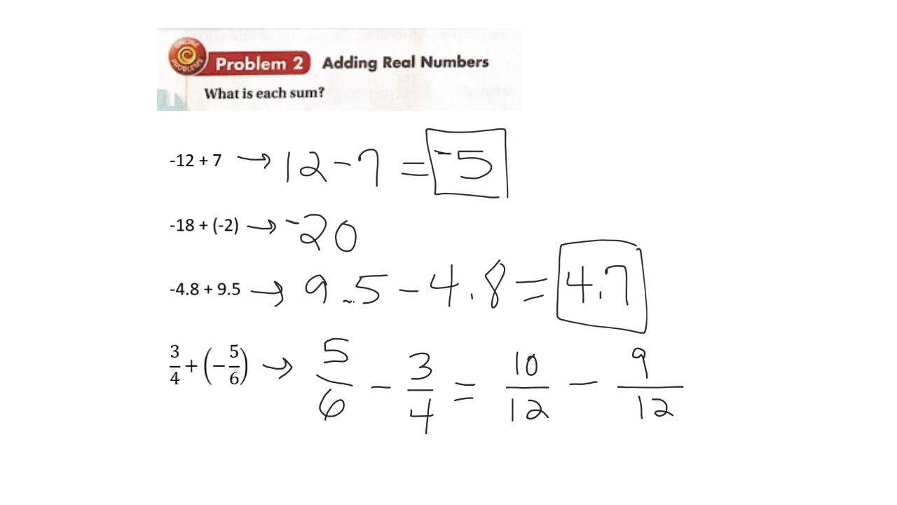 Section 1.5-Adding and Subtracting Real Numbers - YouTube