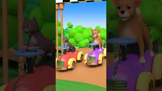 Funny Cat & Dog #ShortVideo 😂 Car Racing Cartoon Animals for Kids & Toddlers #shorts #animalsshorts