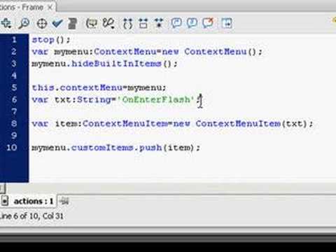On Enter Flash : 004 Custom Context (Right Click) Menu