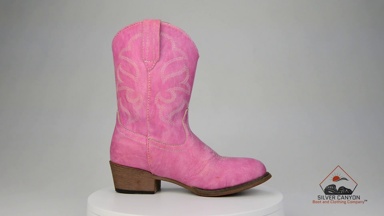 Silver Canyon Girls Children Monterey Western Cowboy Boot - Pink