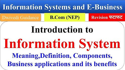 8| Introduction to Information Systems, Business applications, Information Systems and E Business