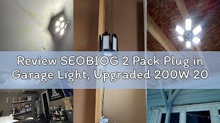 Review Seobiog 2 Pack Plug In Garage Light, Upgraded 200W 20000Lm Linkable Led Shop Light, 6500K Cei