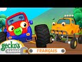 Bébé camion et Monster Truck échangent leurs roues | Le Garage de Gecko｜Camions pour enfants