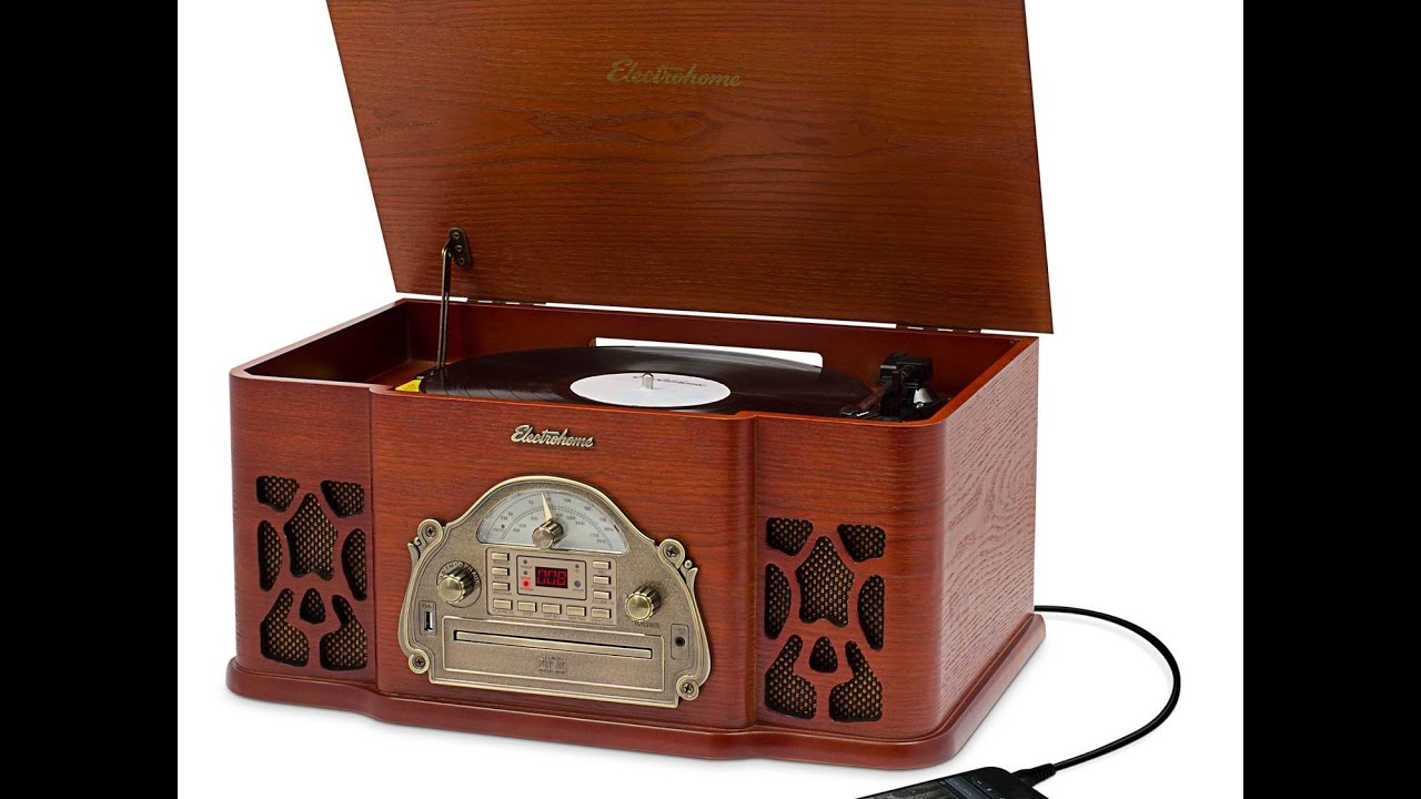 Electrohome Wellington Record Player Retro Vinyl Turntable Real Wood Stereo System
