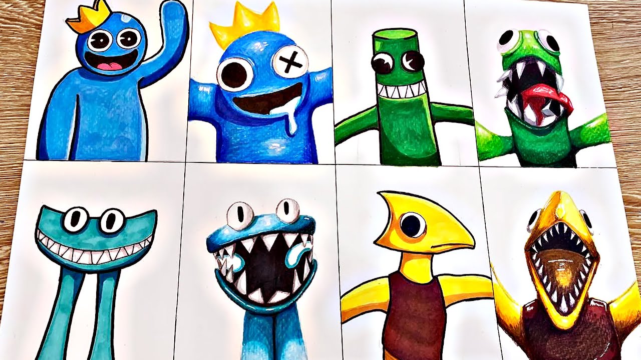 DRAWING and COLORING ALL RAINBOW FRIENDS Chapter 2 MONSTERS In ROBLOX -  DRAWING RAINBOW FRIENDS 2 