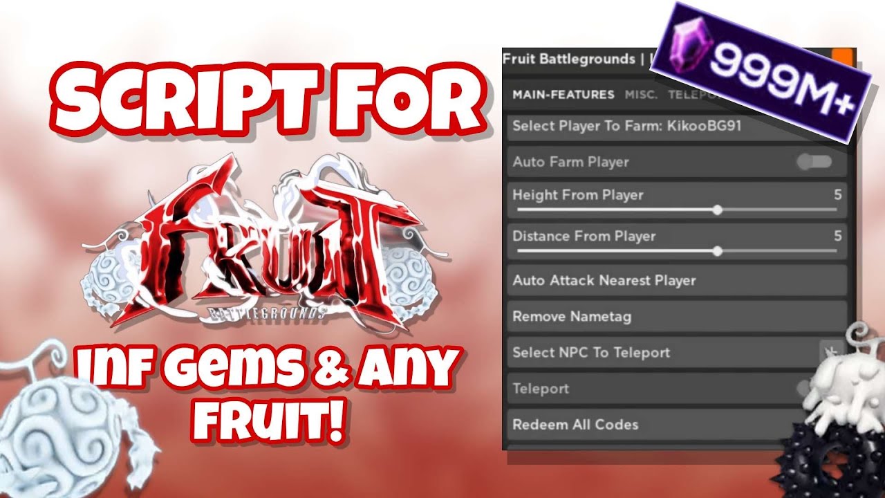 NEW] Fruit Battlegrounds Script / Hack GUI, Auto Farm + Infinite Gems