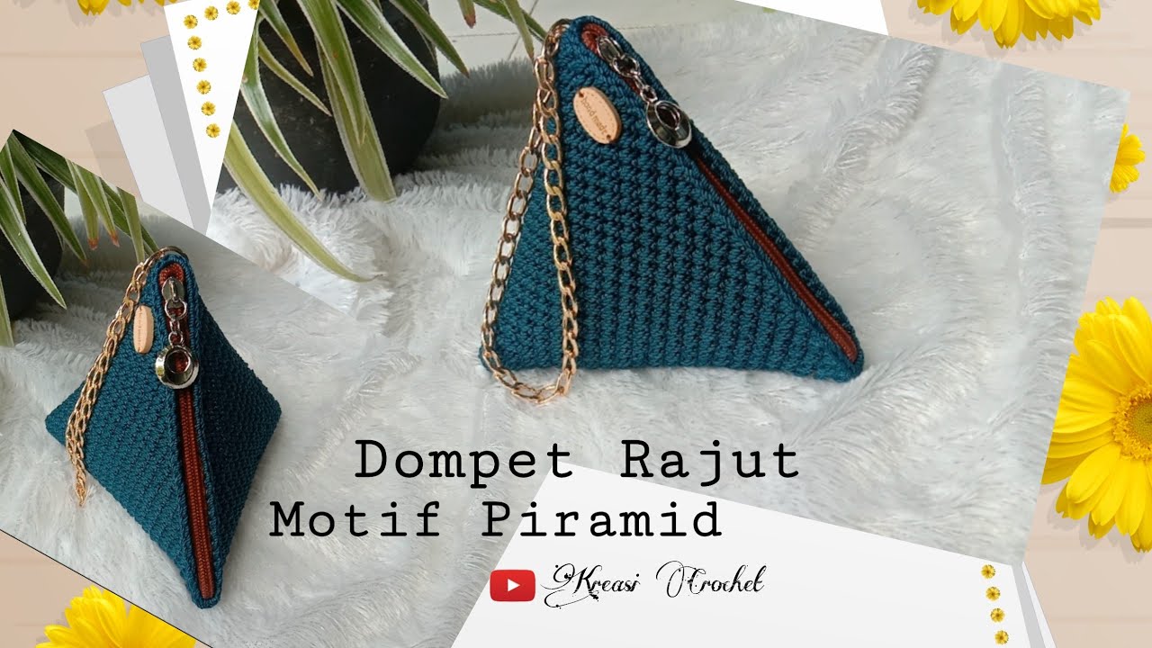 Tutorial Dompet Rajut Motif Piramid || Crochet Wallet Very easy and simple