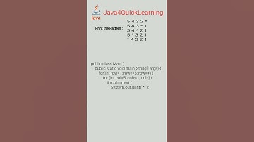 Pattern Question in java || Placement Series || #Java4QuickLearning