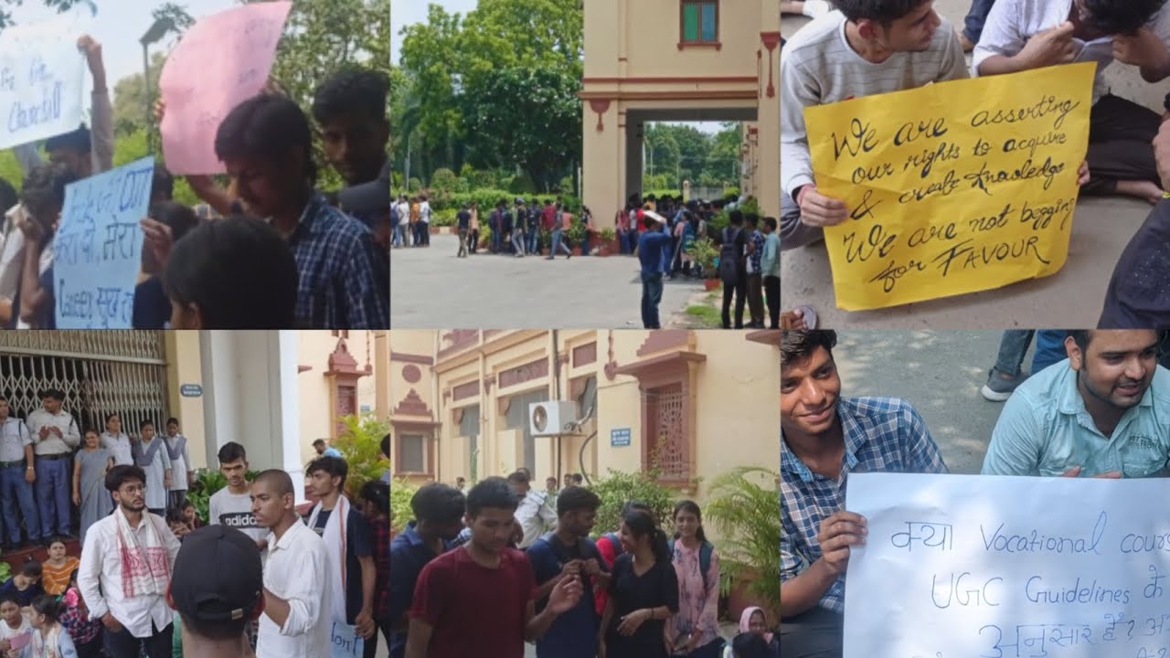 Protest in BHU by B.Voc Students! Short Video of BVCA students joining the protest :')