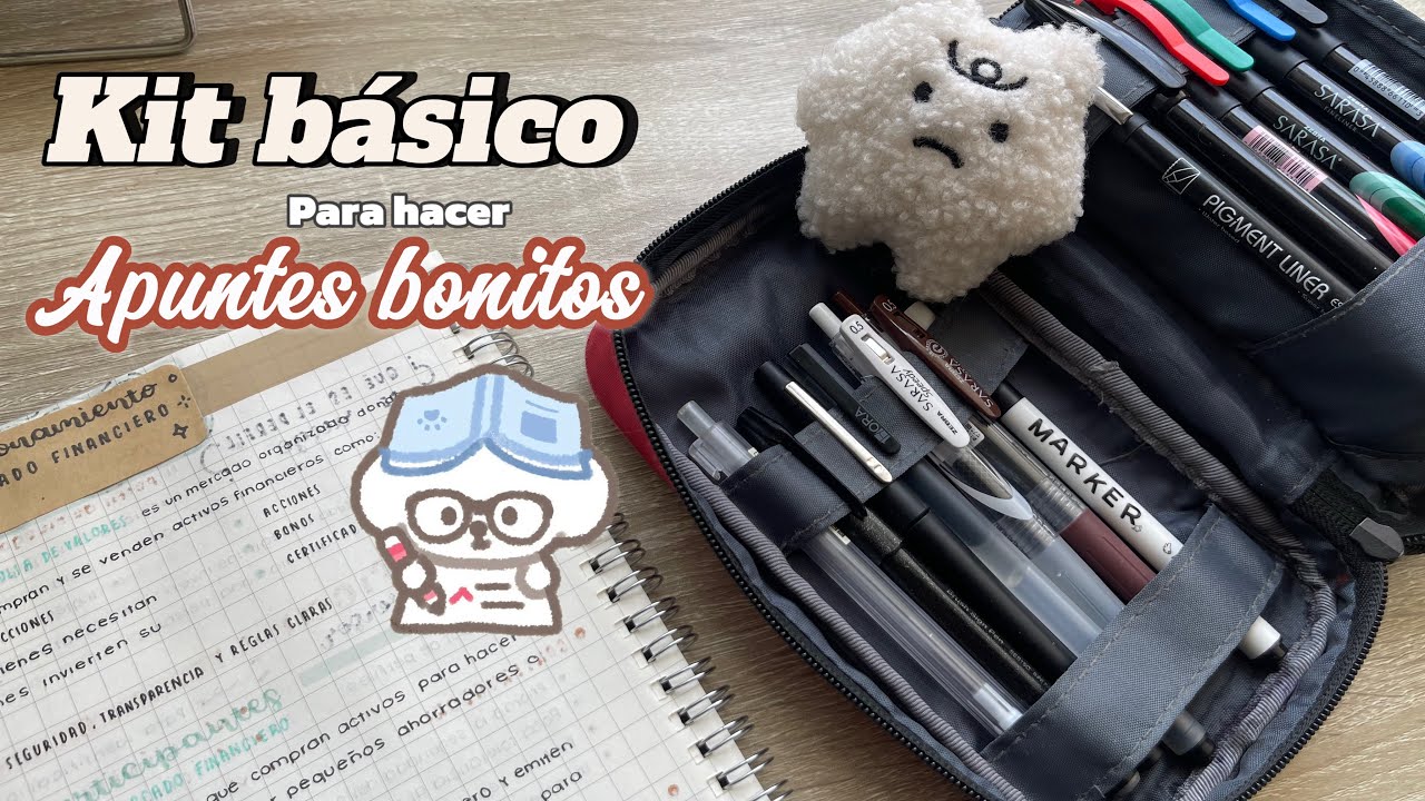 KIT BÁSICO PARA HACER APUNTES BONITOS 😍📓+ mis apuntes con mi kit 😊💕
