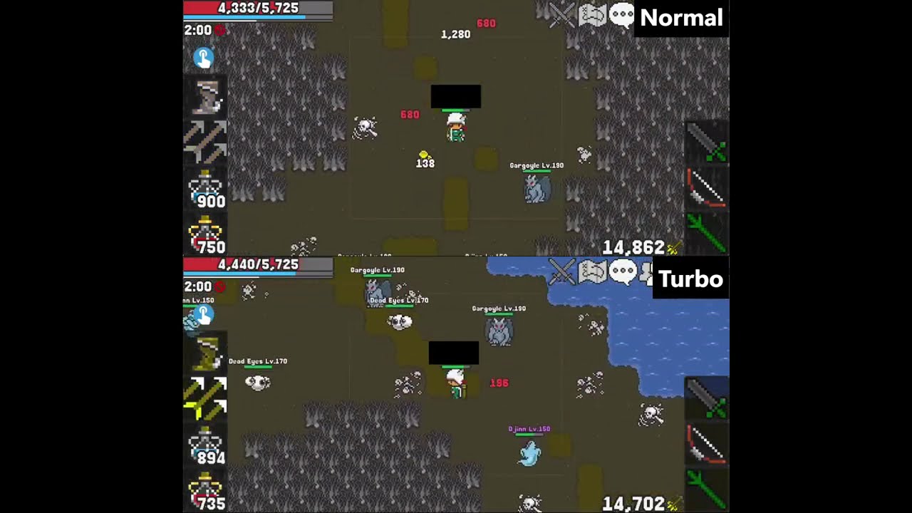 Rucoy online auto farm bot (Normal vs. Turbo comparison)