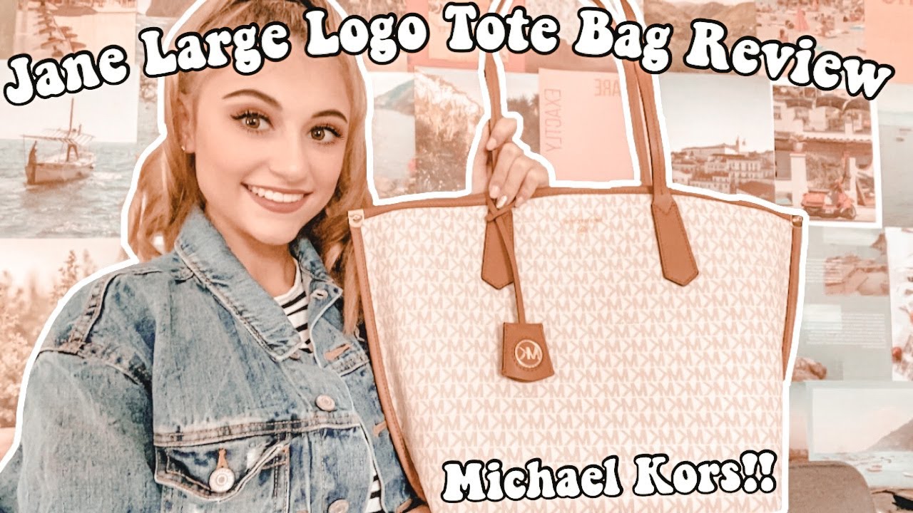 Michael Kors Edith Signature Logo Large Open Tote Bag - Vanilla/Acorn