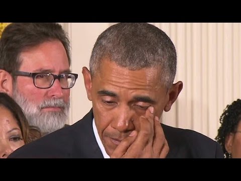 President Obama cries during gun violence speech