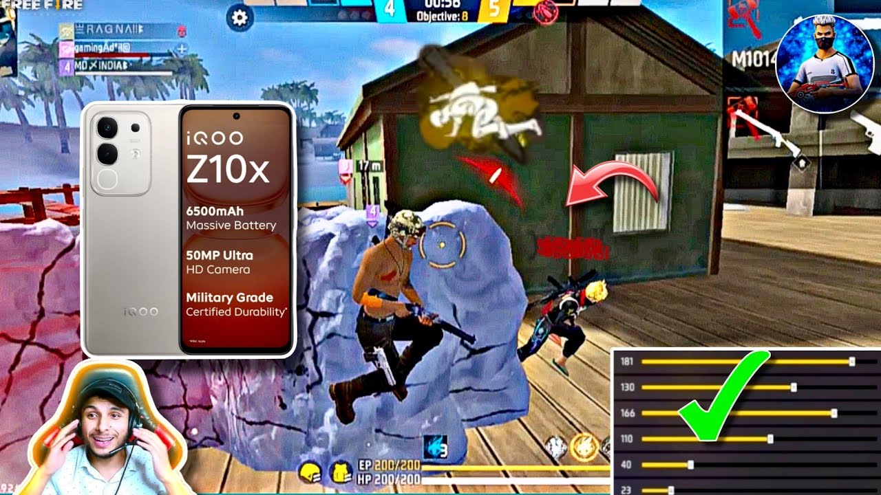 IQOOZ 10X 5G free fire sensitivity setting⚙️| IQOO Z10X free fire setting⚙️