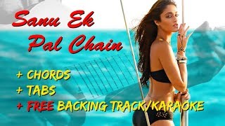 sanu ek pal chain | easy | beginners lead guitar lesson + chords + free backing track/karaoke | raid