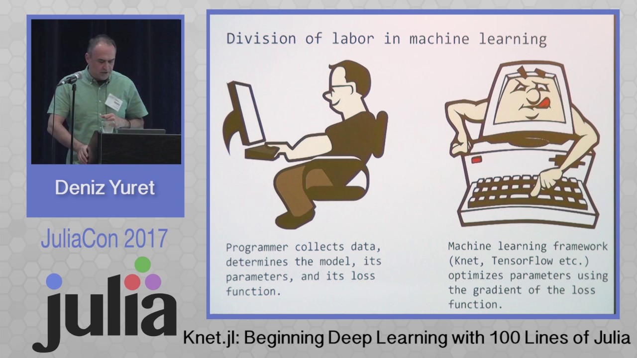 Knet.jl: Beginning Deep Learning with 100 line of Julia | Deniz Yuret | JuliaCon 2017