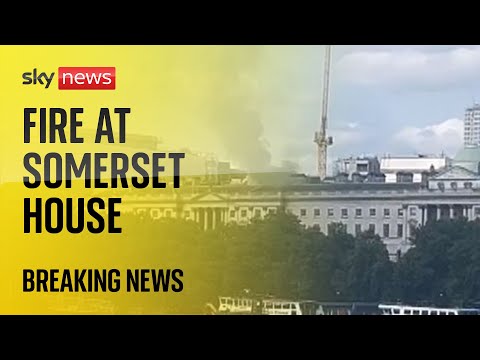Watch live: 100 firefighters tackle blaze at Somerset House in central London