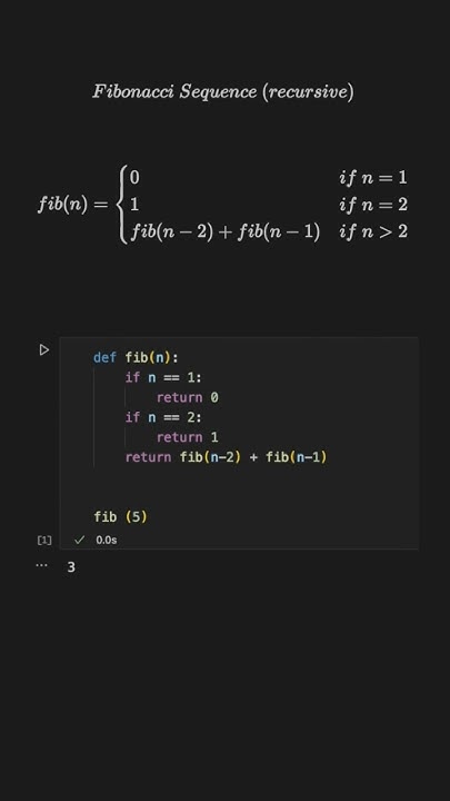 Fibonacci Sequence (recursive) #recursion #fibonacci #algorithm #coding ...