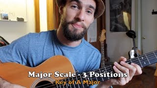 how to play the major scale on guitar - 3 positions