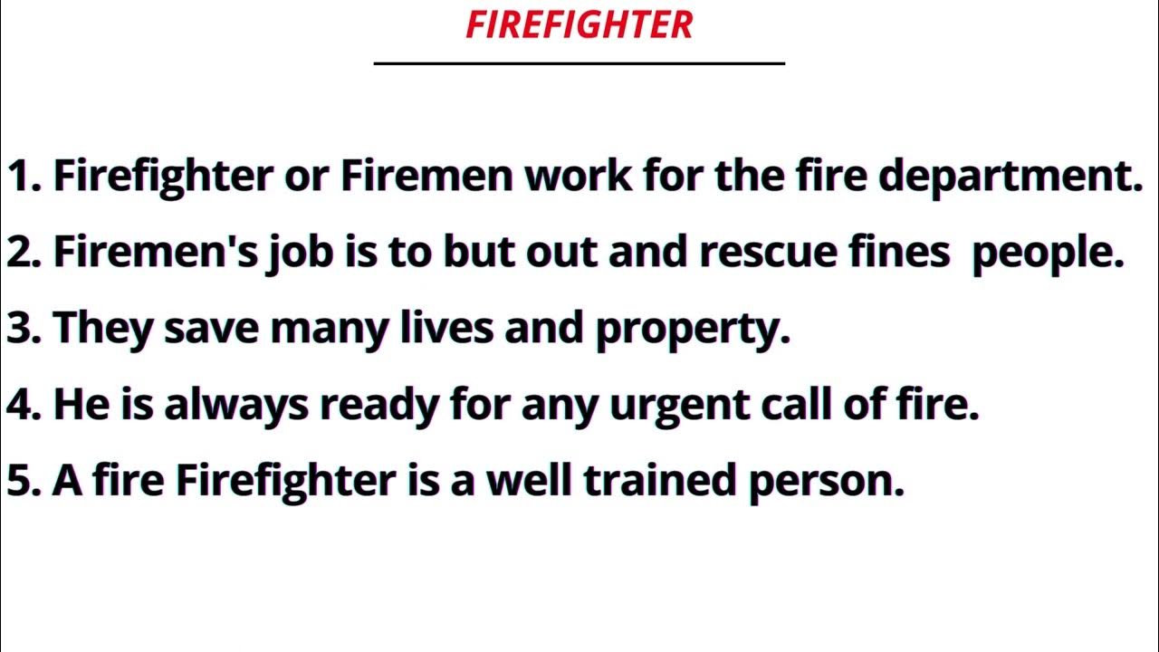 Firefighter 10 Lines Essay Writing in English YouTube