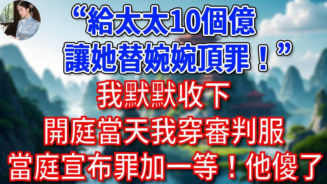 “給太太10個億，讓她替婉婉頂罪”，我默默收下，開庭當天我穿審判服，當庭宣布罪加一等，他徹底傻眼了！#為人處世#生活經驗#情感故事#故事#小說#戀愛#情感#婚姻