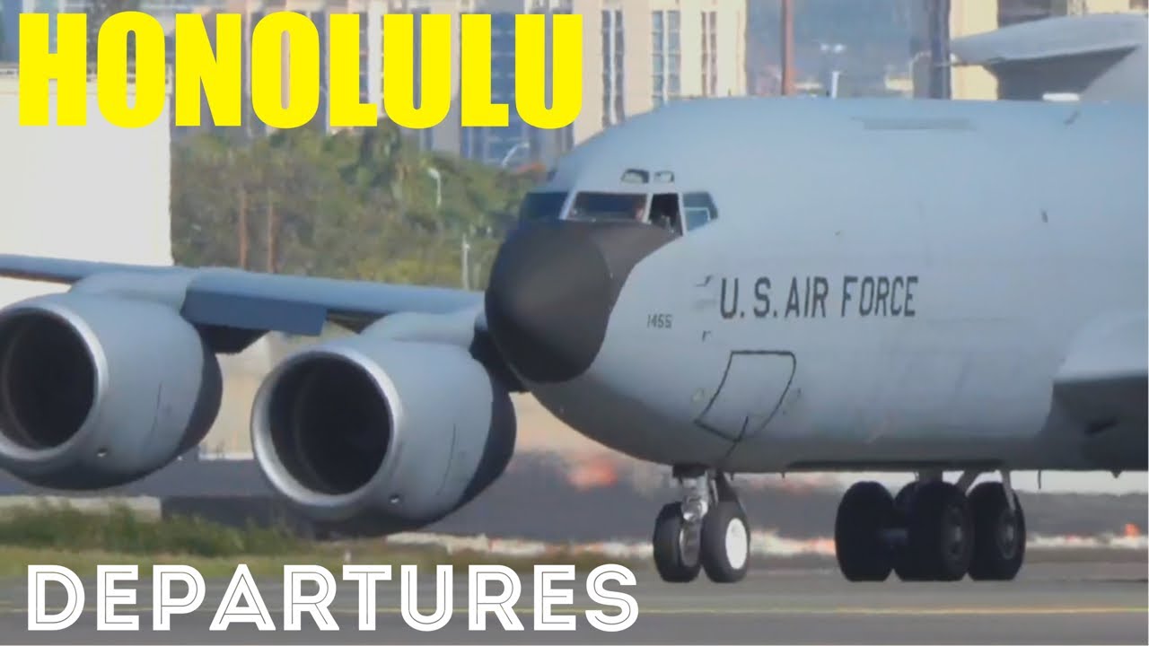 Stunning Honolulu Departures! Featuring A380, KC135, F-22, B747, A330, B777, B717