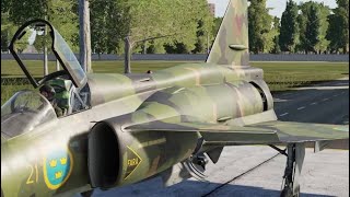 SAAB AJS 37 Viggen VR (DCS) - Engine Start‑Up, STOL Landing &amp; Afterburner Takeoff