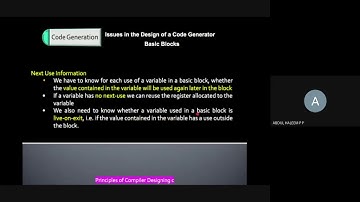 Principles of Compilers (Code Generation) - Live Variables