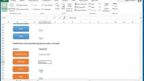 Notification Messages with LightBox Fade & Timeout for Excel
