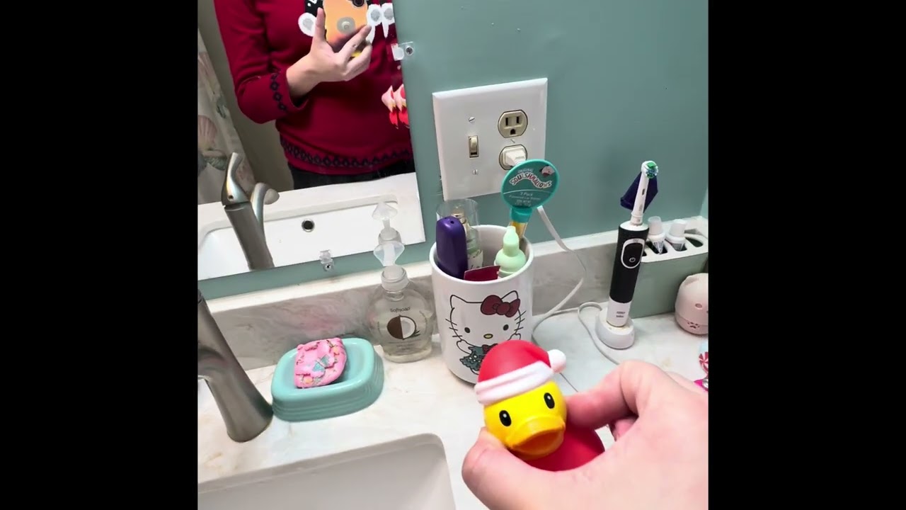 Reviewing a mesh bath toy holder.