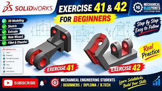 Solidworks Exercise 41&42 for Beginners🚀|3D modeling|Step by step mechanical design #solidwork