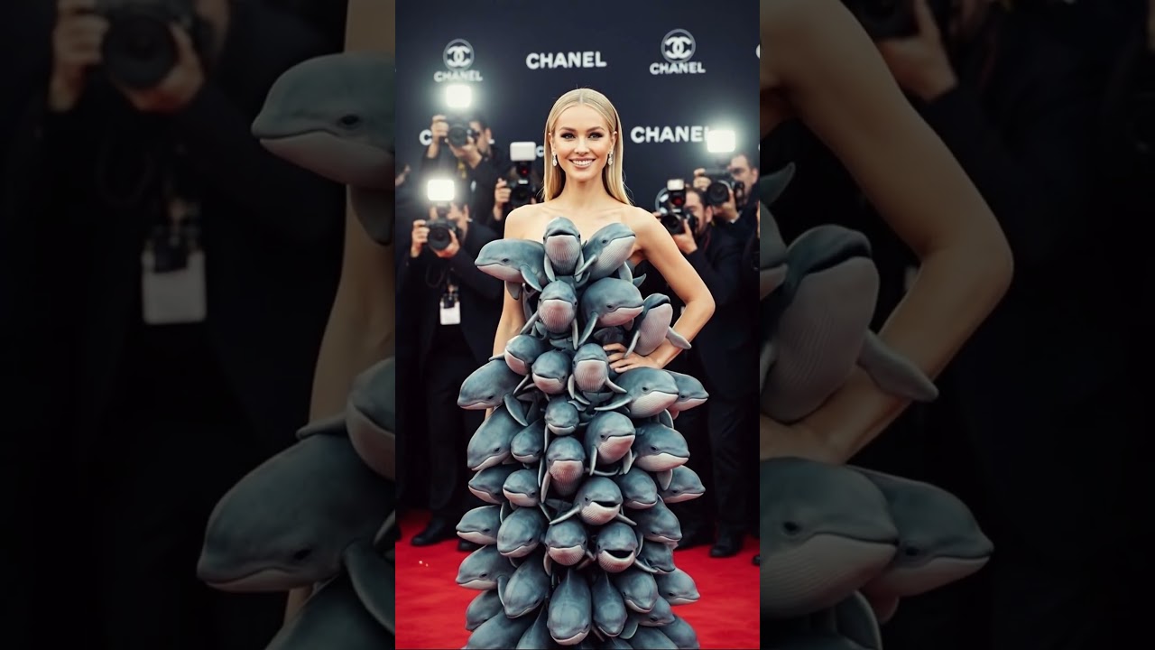 Fashion Model Wearing Living Animal Dress 🐱🦊 | Viral Surreal Couture 