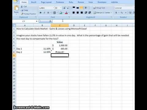 calculate market excel losses gains