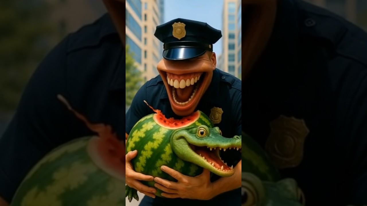 Glorbo Frutto Drillo Eaten by Police! 🍉🐊🚓 Brainrot AI Animal Short