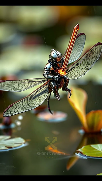 🦋⚔️ Sentinel & Dragonfly: Hyper-Realistic Macro Flight Over a Serene Pond #shorts